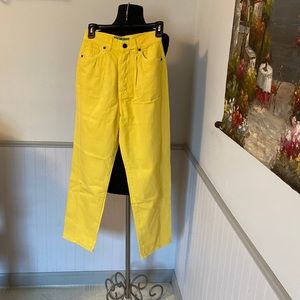 NWT Free People Sandrine Rose Yellow Jeans Sz 24